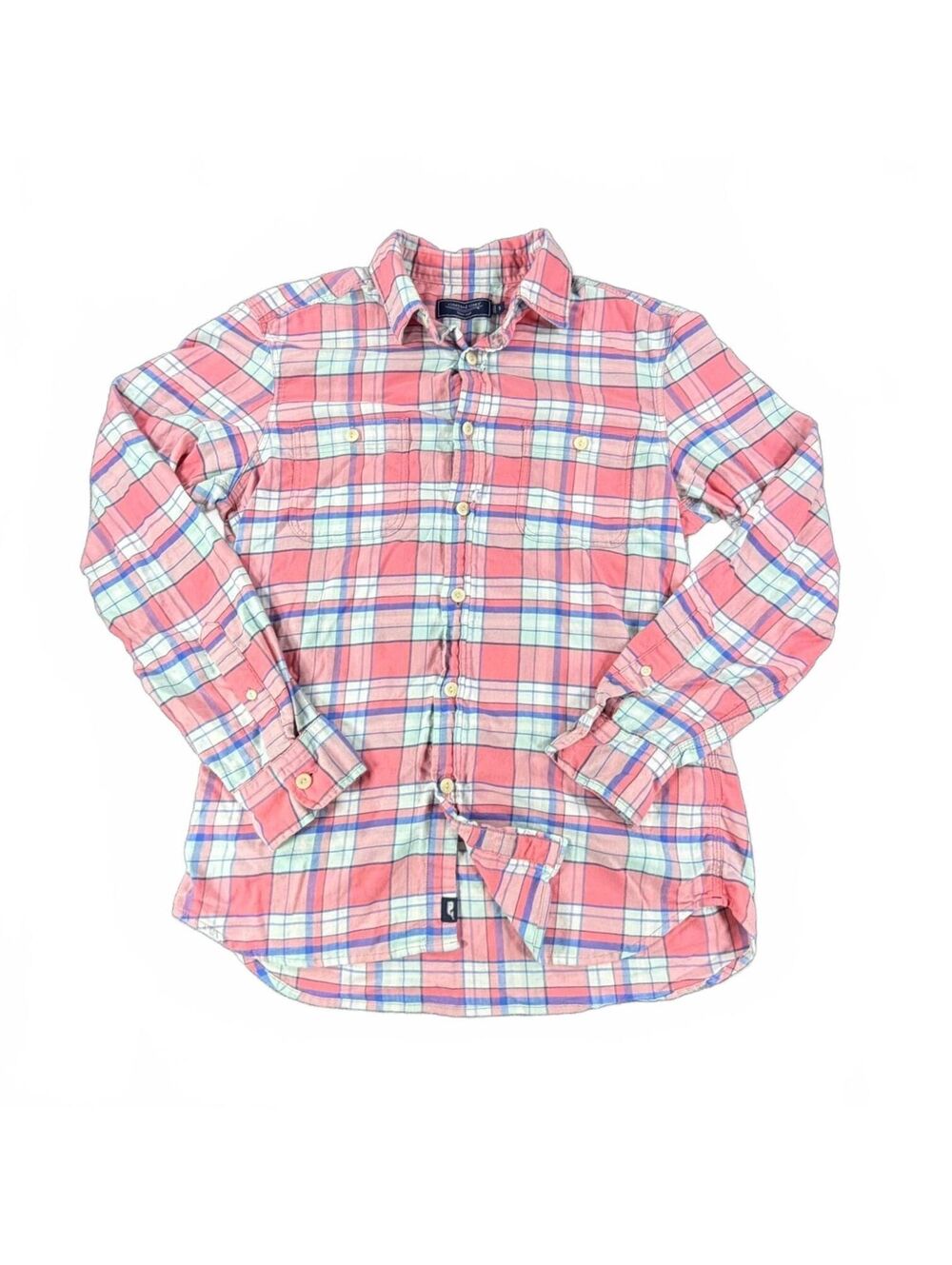 Men's Vineyard Vines Soft Pink Plaid Cotton Blend Button Down Shirt Size Small